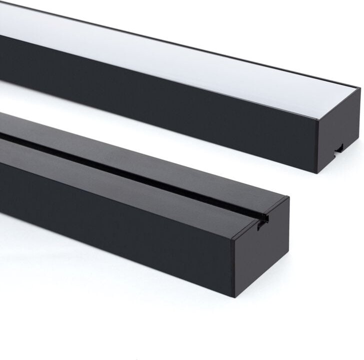 Aluminiumprofil Hängend xl 50x30 für led Streifen bis 45 mm mit durchgehender Abdeckung Schwarz 6 m Halbtransparent