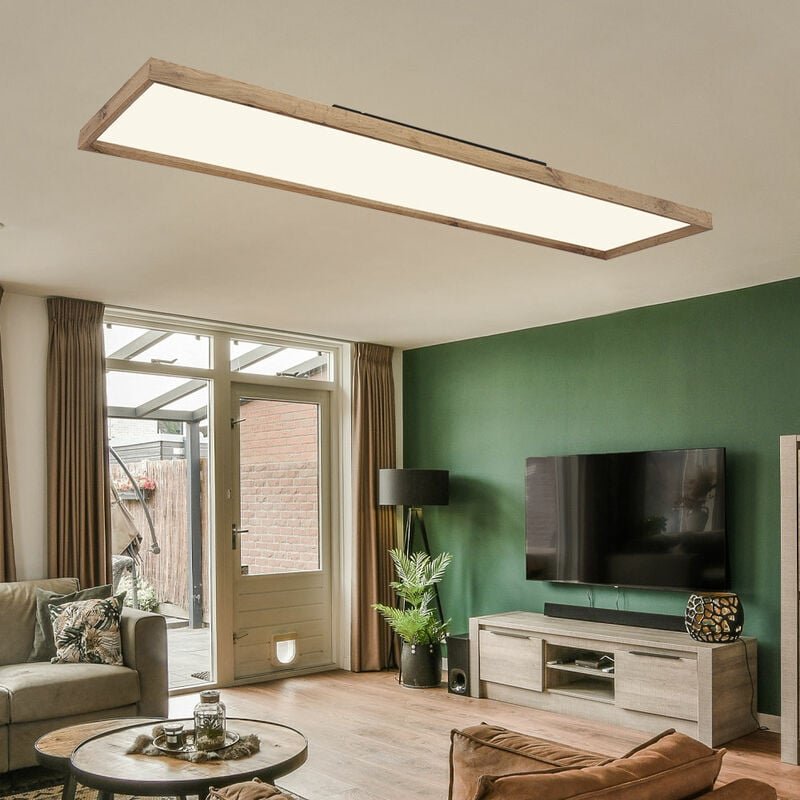 Globo - Deckenlampe cct Deckenleuchte Schlafzimmer Landhausstil Holzleuchte, braun opal, led 36W 2400lm 2700-6500K, LxBx...