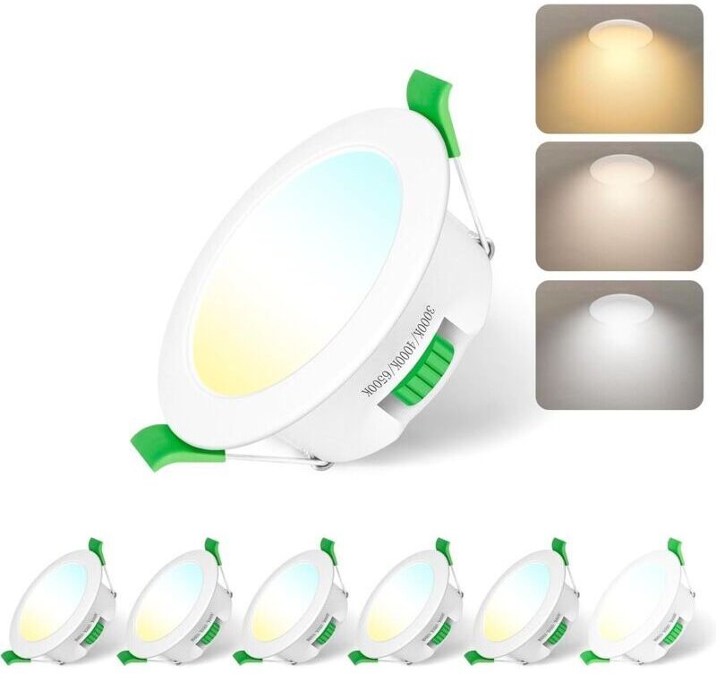 LED-Einbaustrahler für Badezimmer, 230 V, 7 W, Einbauöffnung 65–75 mm, Schutzart IP44, dimmbar, extraflache Einbaustrahl...