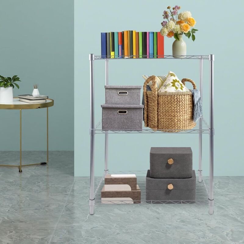 Küchentisch, Küchentisch Edelstahltisch Schwerlastregal Arbeitstisch 3 Böden Gastronomie Regal, 50kg für Speisekammern, ...