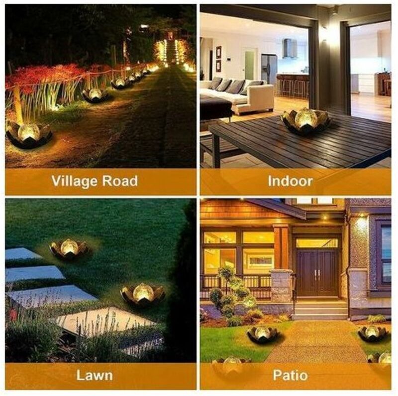 2er-Pack Solar-Lotuslaternen mit hellem, warmweißem Lichteffekt, IP44 wasserdichte Solar-Gartenleuchten für Hof, Hof, Ra...