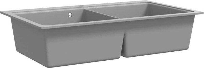 Granitspüle Doppelbecken Grau