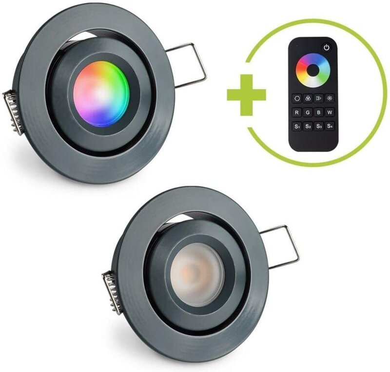 Einbaustrahler Mini schwenkbar Matera 3W RGBW IP44 - Farbe: anthrazit RAL 7016 - Anzahl: 2x