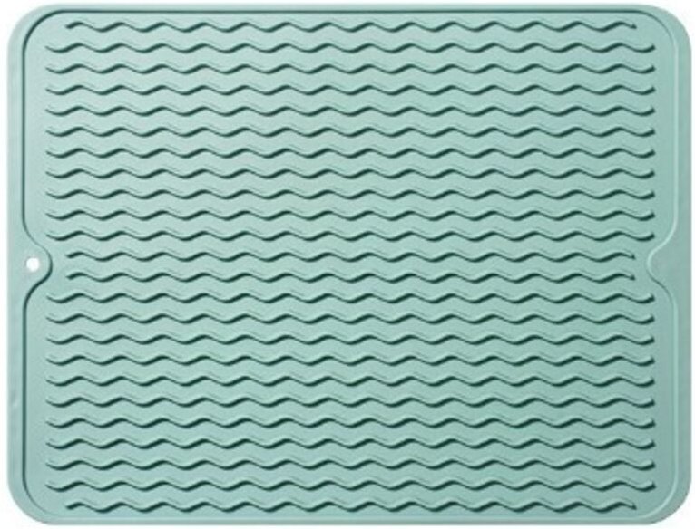 Grüne Abtropfmatte aus Silikon, große wärmeisolierende Abtropfmatte, rutschfeste und wärmeisolierende Abtropfmatte zum T...