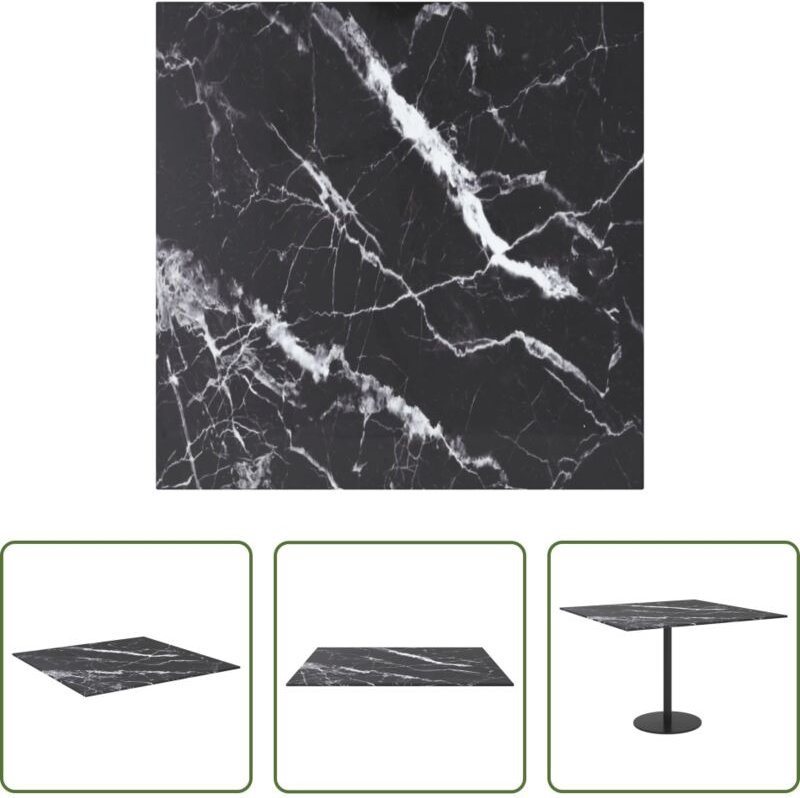 vidaXL Hartglas - Tischplatte Schwarz 60x60 cm 6 mm Hartglas in Marmoroptik