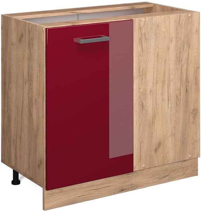 Eckunterschrank R-Line, Bordeaux Hochglanz, 86 cm ohne Arbeitsplatte Vicco