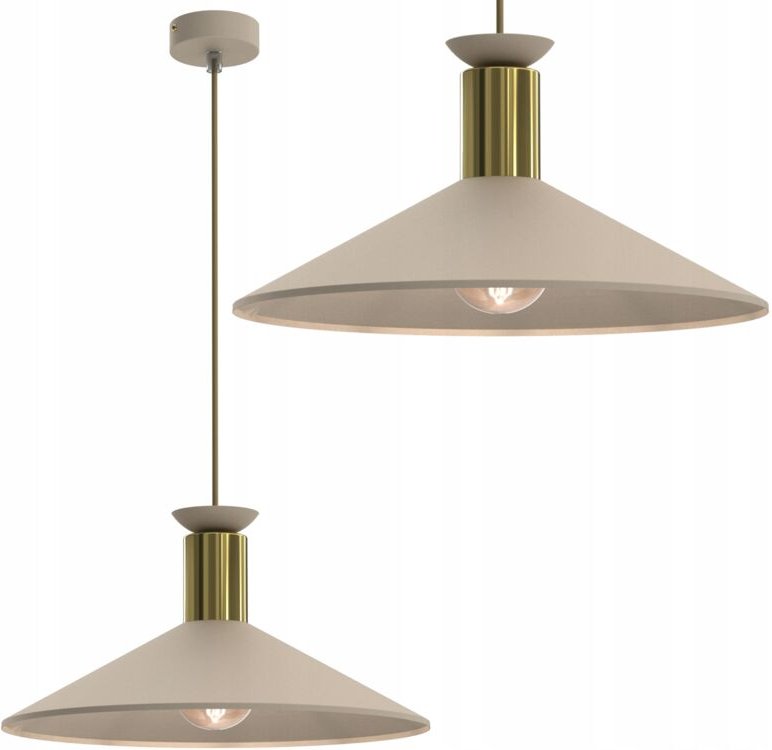 Hängelampe groß E27 Schirm Kaschmir Gold Metall poliert LED Lampe