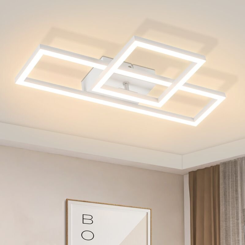 Deckenlampe led Deckenleuchte Wohnzimmer - 20W Modern Design Küchenlampe Warmweiß Schlafzimmerlampe Eckig Deckenleuchten...