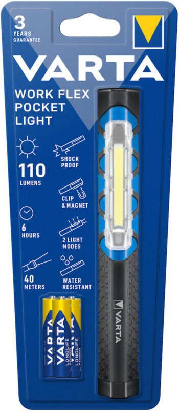 Varta - 17647101421 Work Flex Pocket Light Penlight batteriebetrieben led 230 mm Grau, Blau