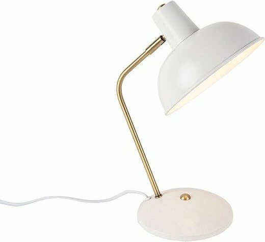Thumbnail - Retro-Tischleuchte Weiß mit Bronze 38cm - Milou