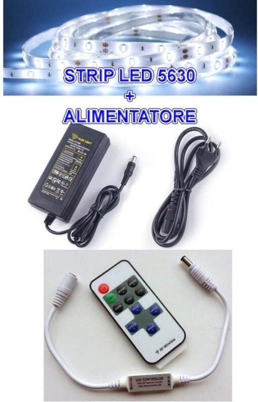 Trade Shop Traesio - Trade Shop - 5M smd 5630 LED-Streifen + 5A Netzteil + Dimmer-Fernbedienung -