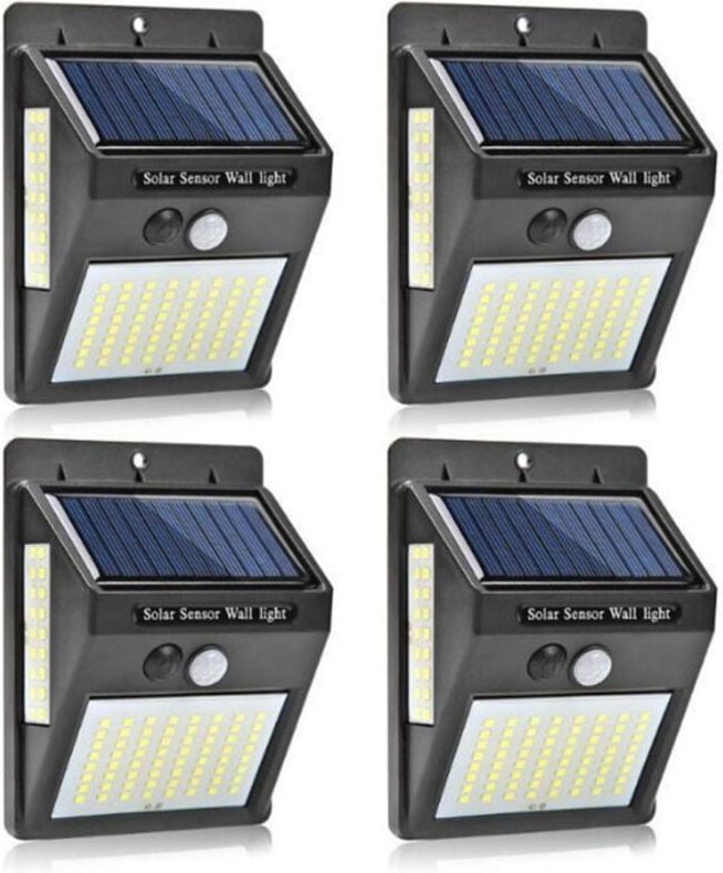 Solarleuchten für den Außenbereich mit Bewegungsmelder, 4er-Pack 100 LED-Solarlicht, IP65 wasserdicht, 1200 mAh, Flutlic...