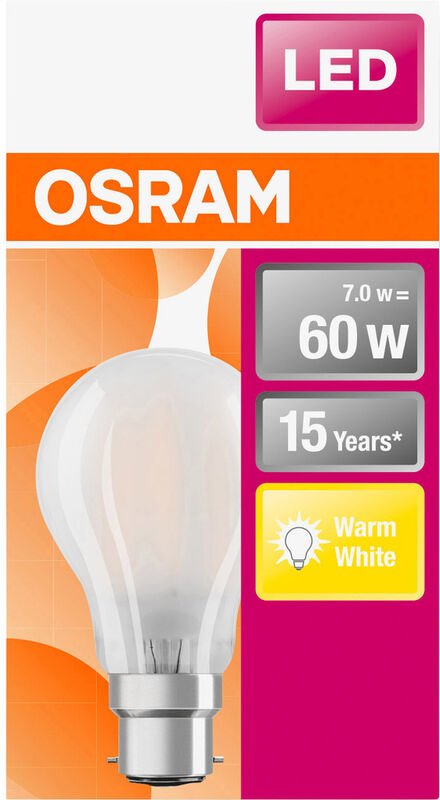 Osram - homelighting 4058075114913 led eek e (a - g) B22d Glühlampenform 6.5 w = 60 w Warmweiß (ø x l)