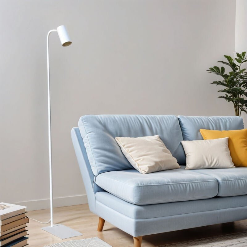 Licht-erlebnisse - Stehleuchte Wohnzimmer Weiß 124 cm klein flexibel GU10 Metall Leselampe Stehlampe