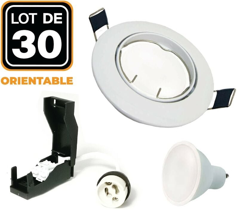 Thumbnail - Europalamp - 30 Schwenkbare EinbauEinbaustrahlers weiss GU10 led 5W eqv. 40W Warmweiß 3000K