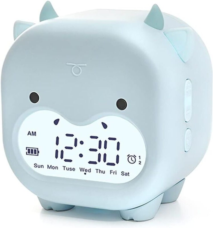 Lntyq - LED-Digital-Tischuhr mit Schlummerfunktion, Zeitanzeige, Nachtlicht, USB-Wecker, Heimdekoration für Kinder