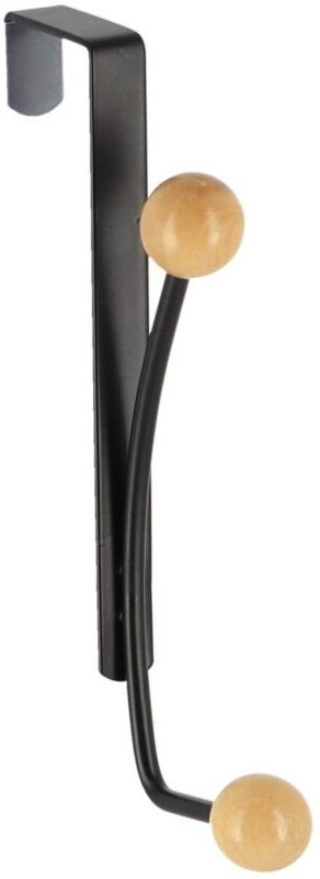 Tendance - Kleiderhaken aus metall mit 2 haken aus holz - schwarz holz