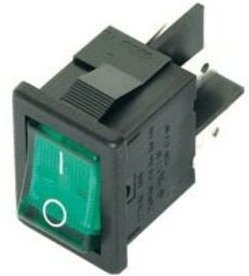 Bipolarer, leuchtender Wippschalter GRÜN 10A/250Vac