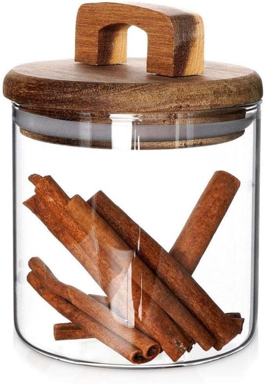 Excellent Houseware - Glas für Lebensmittelaufbewahrung, Holzdeckel, 750 ml