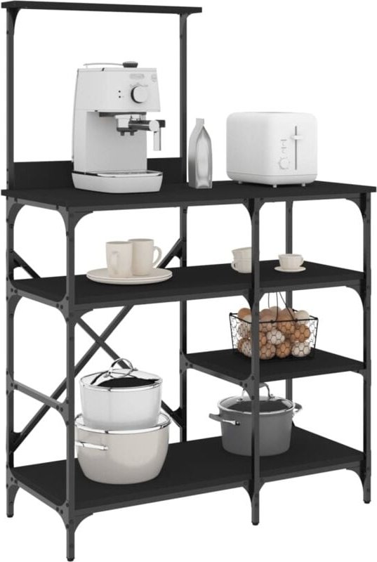 Bäckerregal Schwarz 90x40x132 cm Holzwerkstoff und Metall - Vidaxl