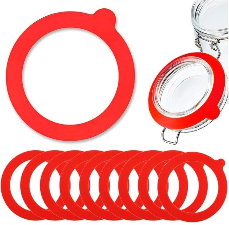 CCYKXA Packung mit 10 Dichtungsringen, Gummiringen, Silikon-Glasdichtungsringen für Vorratsgläser, auslaufsicheren Dicht...
