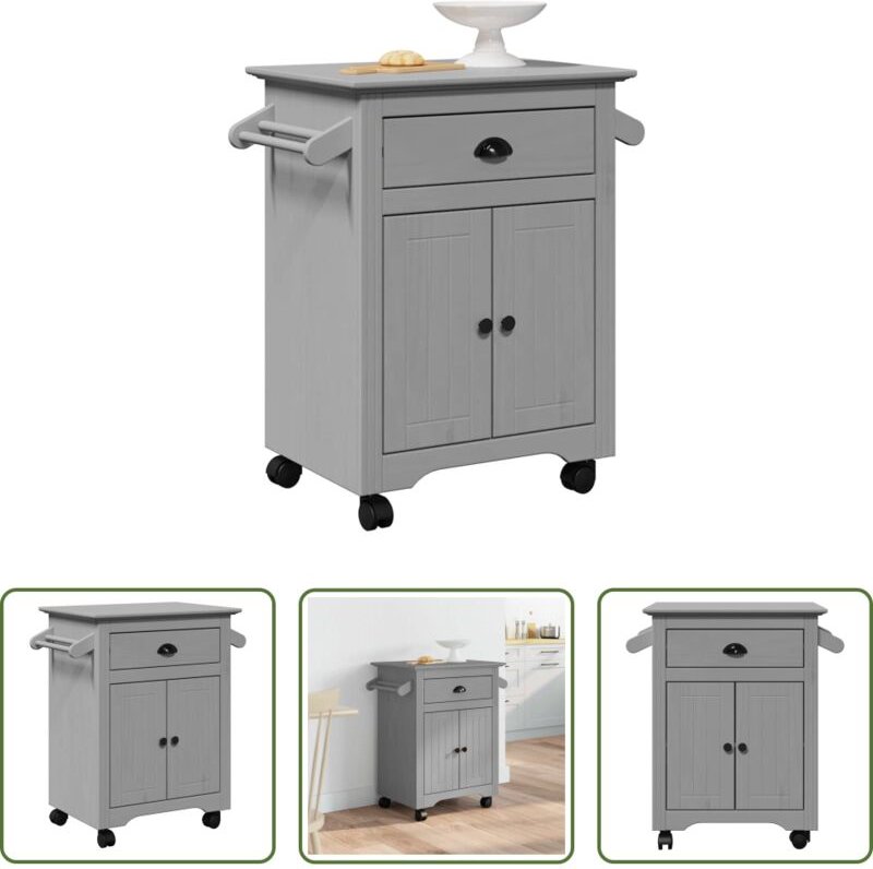 vidaXL Küchenwagen Bodo - Küchenwagen BODO Grau 72x45x80 cm