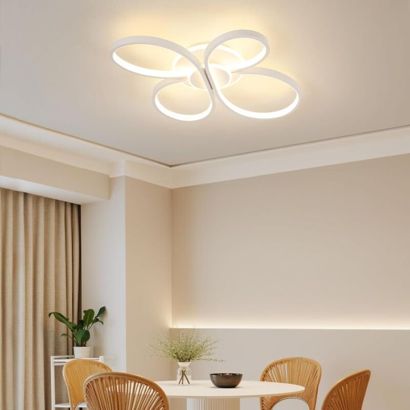 Amdelne LED Deckenleuchte 60cm Blume Design 42W Dimmbar Deckenlampe mit Fernbedienung,Nachtlicht Memory-Funktion für Woh...