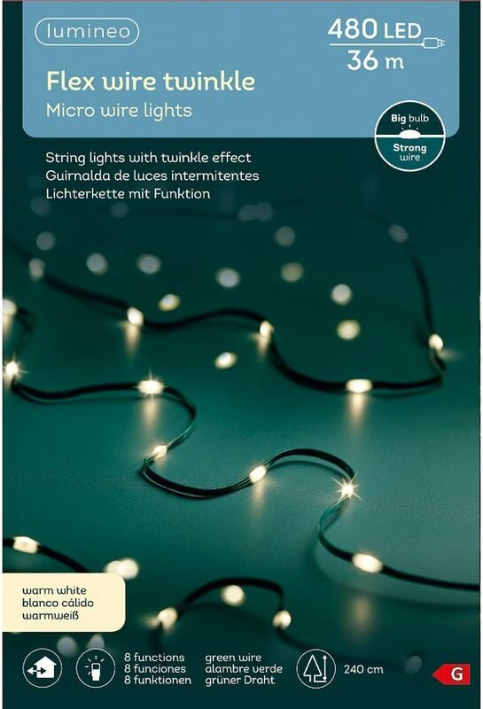 Kaemingk - Lumineo Micro led Lichterkette mit Funktionen 3.600 cm 480 Lichter warmweiß