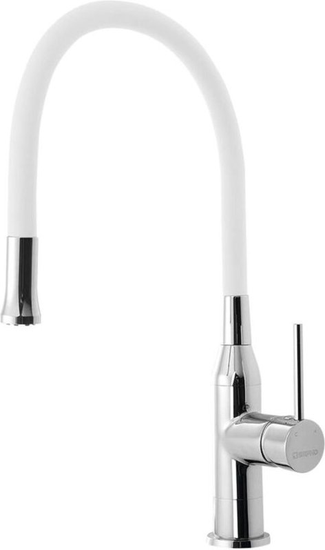 Sili - Spültischarmatur mit flexiblem Arm, weiß/verchromt SR481 - Sapho