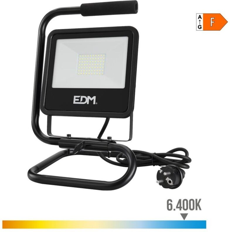 EDM - Strahler de led Standstrahler 50w 4000lm 6400k Kaltlicht schwarz Serie