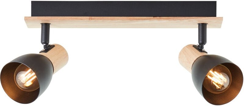 Lampe Daintree Spotbalken 2-flammig holz/schwarz Aluminium braun 2x D45, E14, 28 w - Brilliant