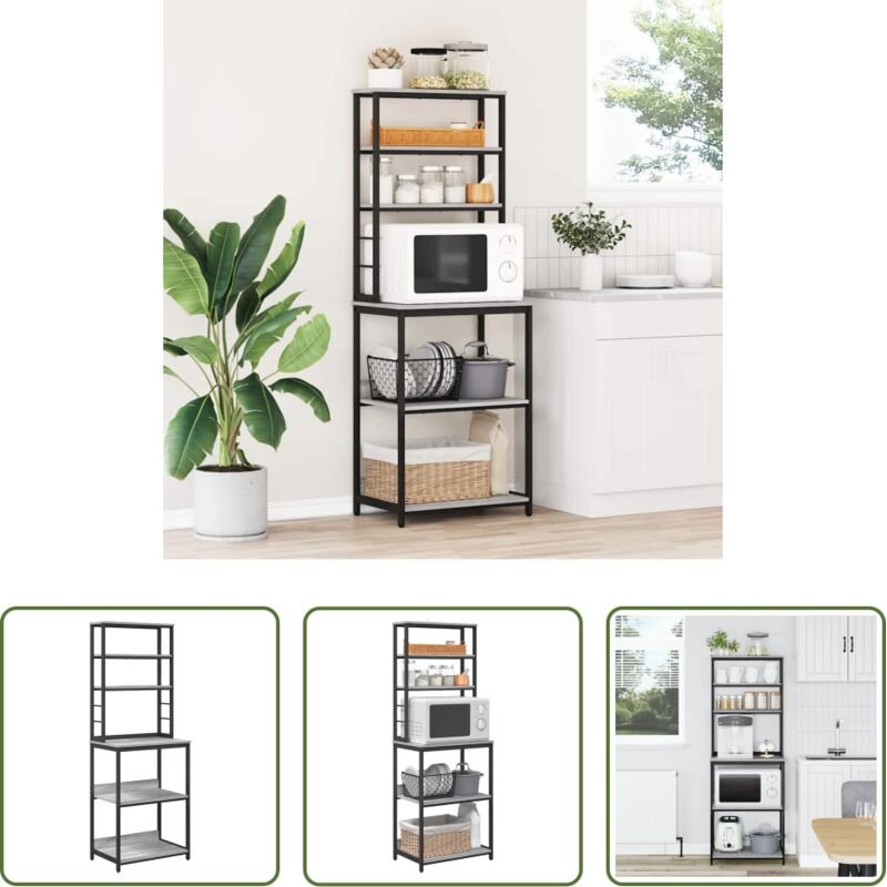 vidaXL Holzwerkstoff - Küchenregal Graues Sonoma 60 x 40 x 168 cm Holzwerkstoff