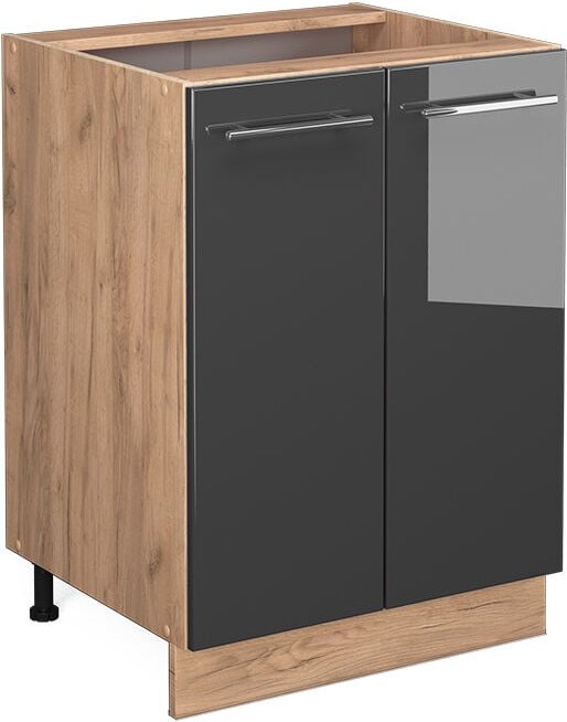 Küchenunterschrank Fame-Line, Anthrazit Hochglanz, 60 cm ohne Arbeitsplatte Vicco