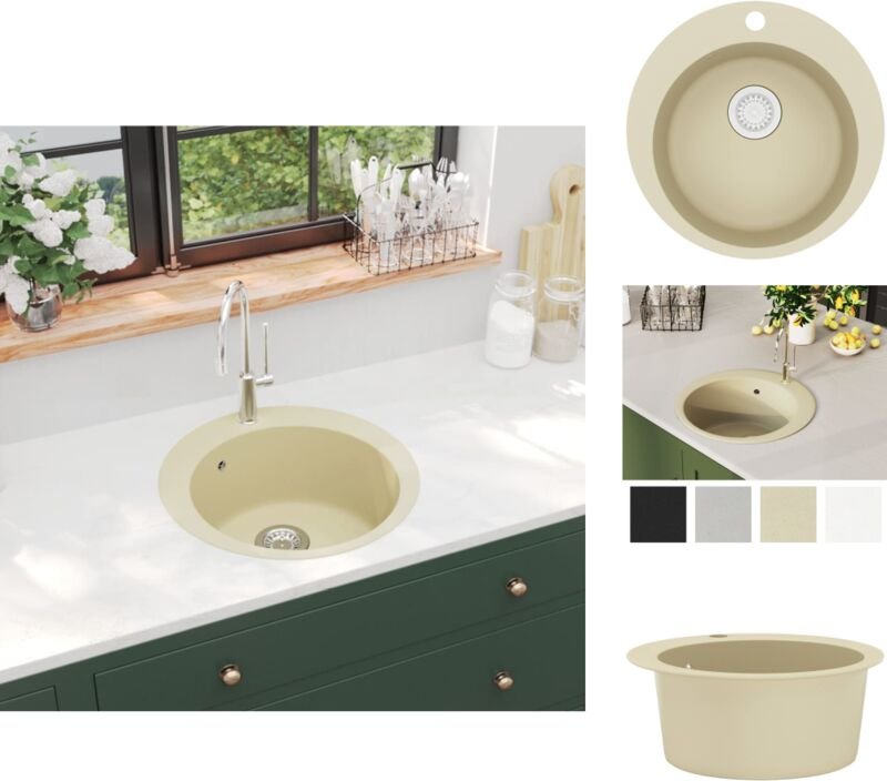 Vidaxl - Küchenspülen & Spülbecken - Living Granitspüle Einzelbecken Rund Beige - Beige