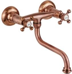 Wandspüle mit schwenkbarem Kupferauslauf Paffoni Belinda-Melissa Serie FBLV161RM Messing - Rostig