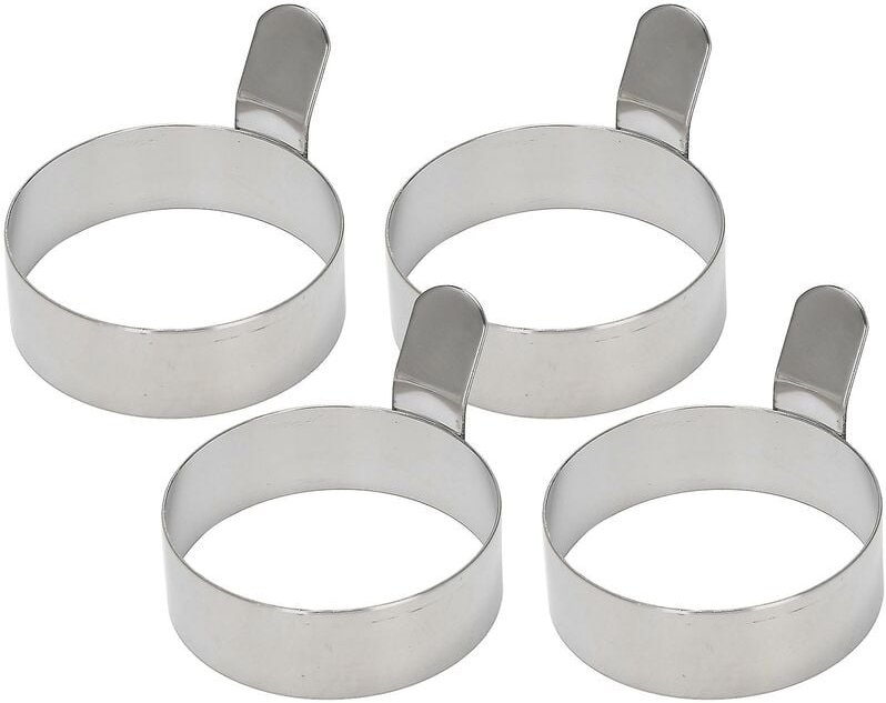 4 Stück Eier Bratringe Edelstahl Omelette Modell Pfannkuchenringe Runde gebratene pochische Form mit ha