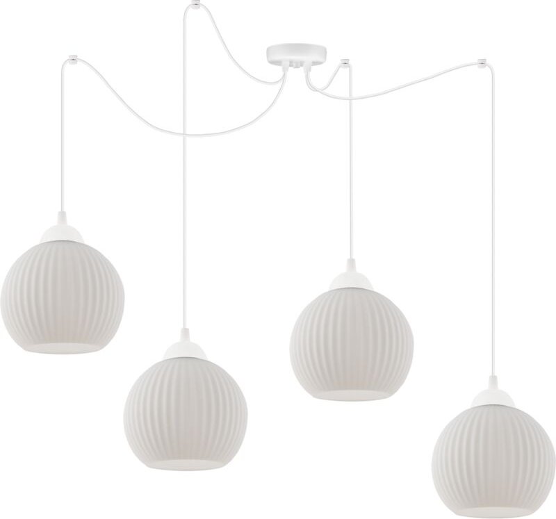 Hängelampe Spider Riffle Weiß 4-Platte Weiß Form Kugel E27