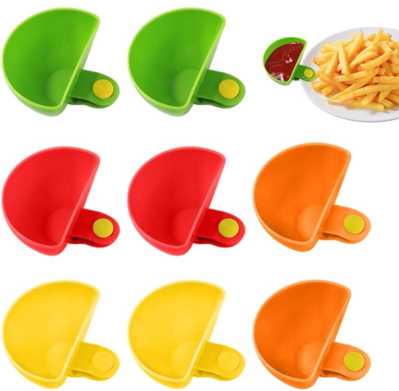 8-teiliges Set, kleine Schüssel mit Clip und kleiner Becher mit Clip, Saucenschüssel aus Kunststoff, ideal zum Servieren...