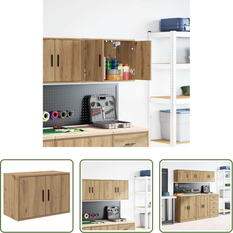 vidaXL Stauraum - Garagen-Wandschrank Artisan-Eiche Holzwerkstoff