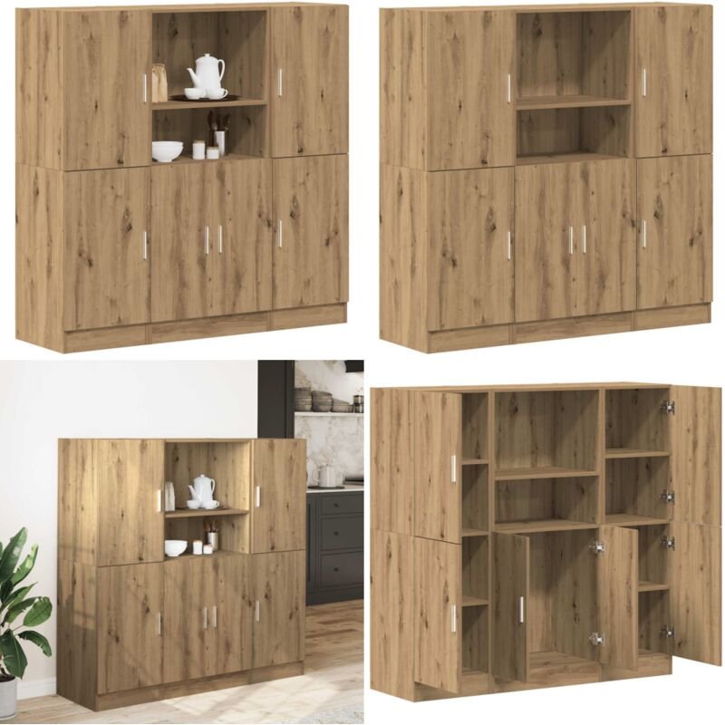 3-tlg. Küchenschrank-Set Artisan-Eiche Holzwerkstoff - Küchenmöbel - Küchenregal