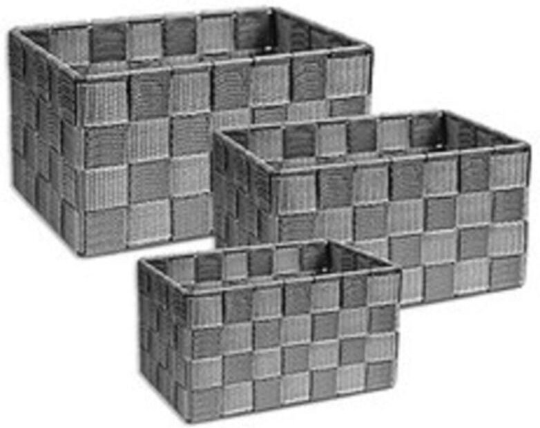 Trade Shop Traesio - Trade Shop - Stoffkörbe, 3 Boxen, Organizer, Badezimmer-Objekthalter, Badeschaum, Make-up - Grau