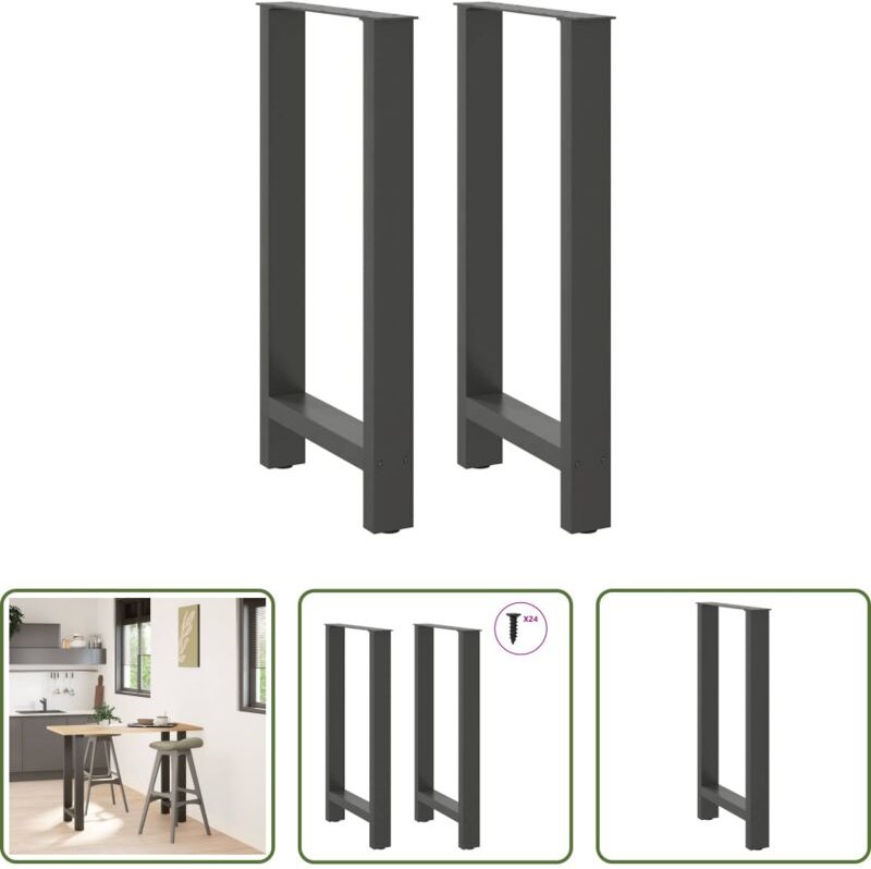 vidaXL Tischbeine - Bartischbeine Anthrazit 2 Stk. 50x(90-91) cm Stahl