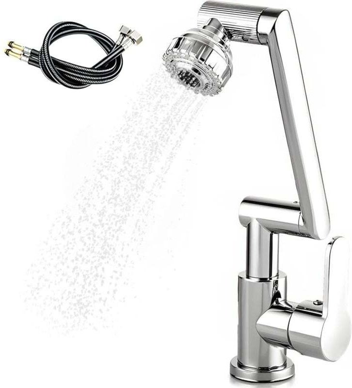 Ausziehbare Küchenarmatur, Mischbatterie mit 1080°-Durchflussregler, 2 Strahlarten, 60 cm langer Warm- und Kaltwasserans...