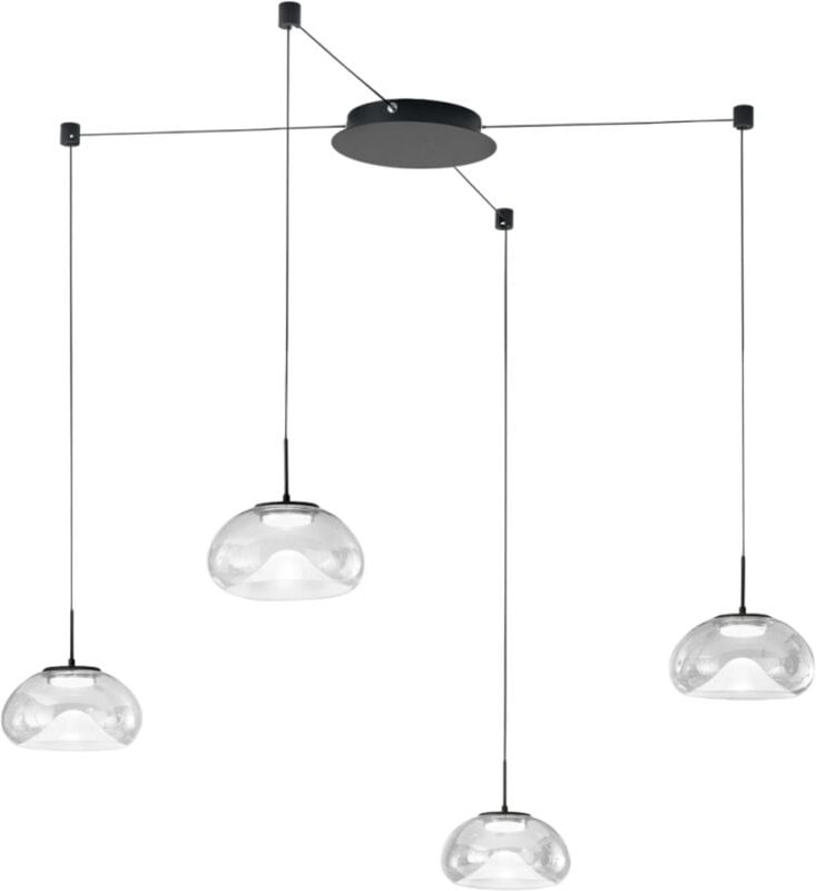 Brena - Klare 4-flammige dezentrale Pendelleuchte Fabas Luce - 40W dimmbare led - Dezentrale Montage