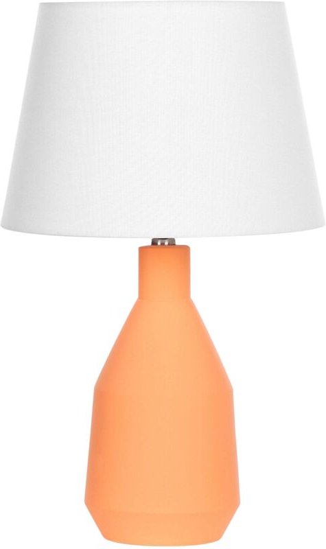 Tischlampe Orange Keramiksockel Leinenschirm 53 cm Textiltrommel Weiß Nachttisch Wohnzimmer Schlafzimmer Beleuchtung Tra...