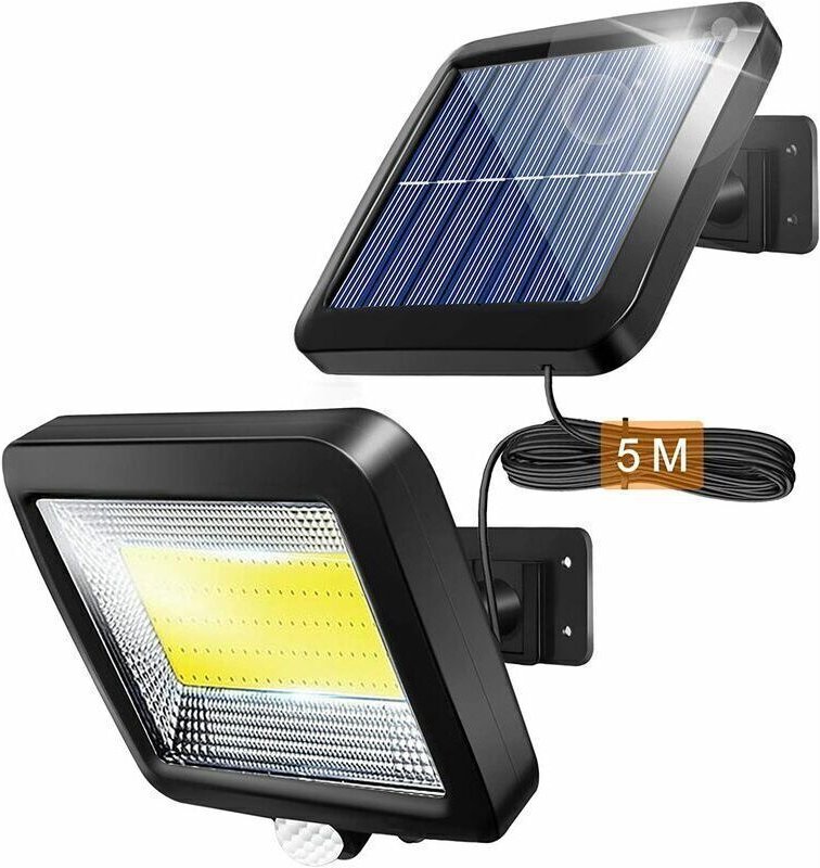 Solar-Außenleuchte mit Infrarot-Bewegungsmelder, 100 COB-LED-Außenstrahler mit Sensor, 180 lm, IP65 wasserdicht