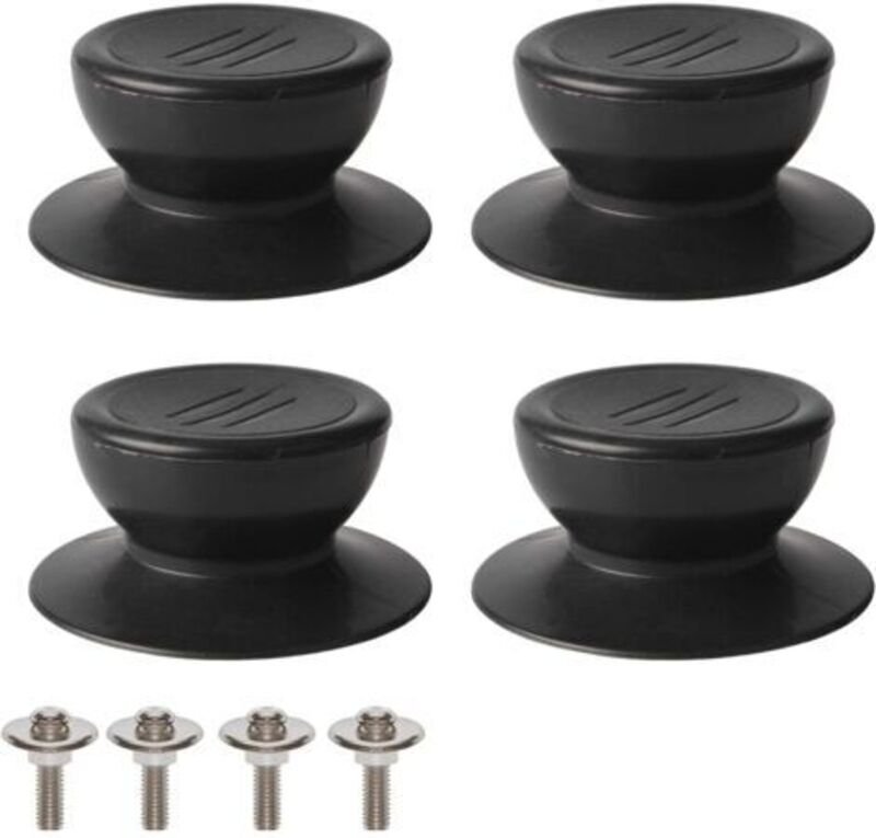 4 Stück Deckelknopf, universeller Ersatzknopf für Küchenabdeckungen, Glasdeckelgriff, Deckelgriff aus Glas – schwarz