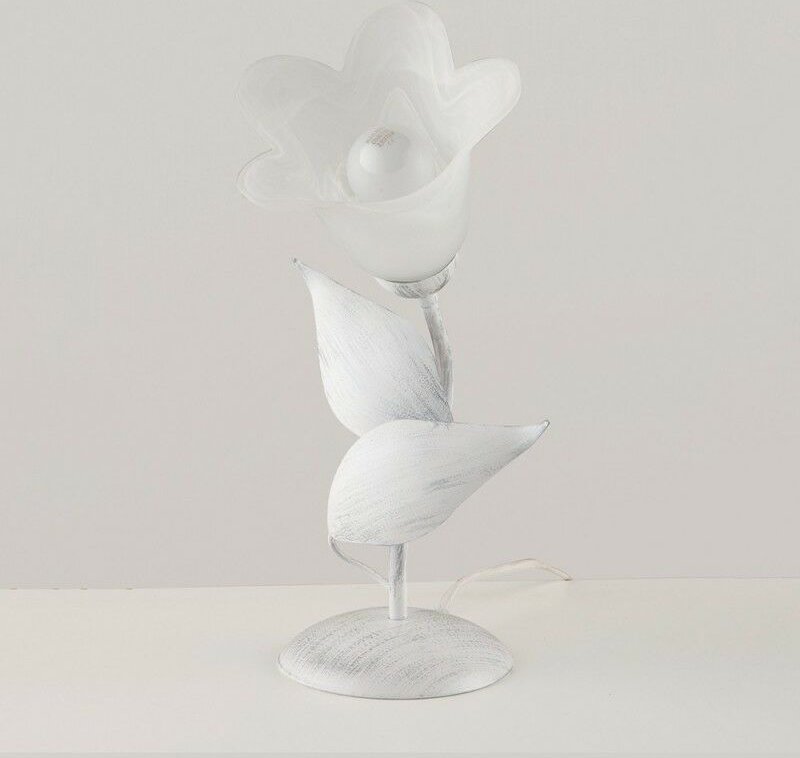 Weiß Silber Eisen Tischlampe ein Licht Alabaster Weiß Glas 19x h36 cm