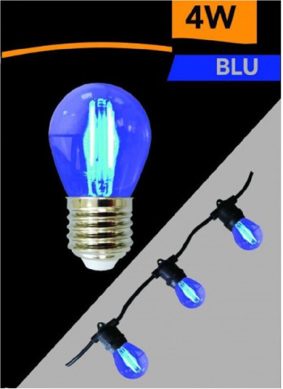 Trade Shop Traesio - Trade Shop - led-lampe G45 E27-ANSCHLUSS 4W globe filament farbig hellblau G45A-TB -
