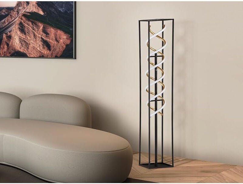 Led Stehleuchte gian Schwarz Gold dimmbar, Höhe 135cm